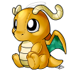 A drawing of a dragonite plushie.